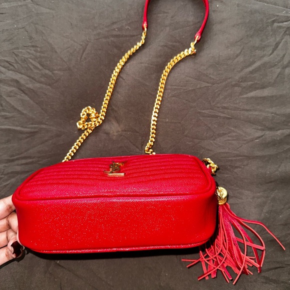 Yves Saint Laurent Red Crossbody Bag with Gold Chain - Picture 8 of 8